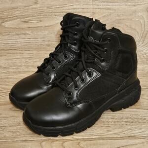 Interceptor Tactical Combat Boots Womens Size 7 Black Leather Lace Up Side Zip